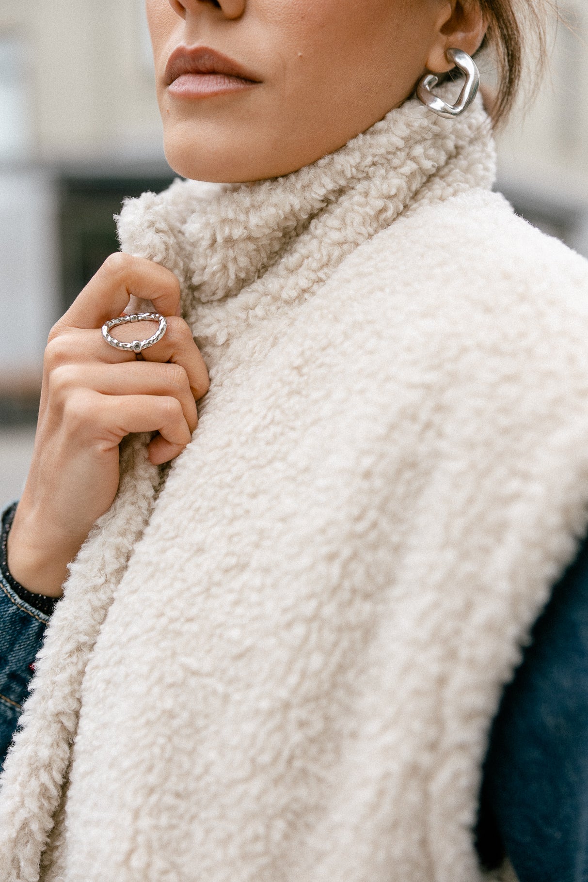 Veste sherpa Femme Vatika Fur ecru | Freeman T. Porter