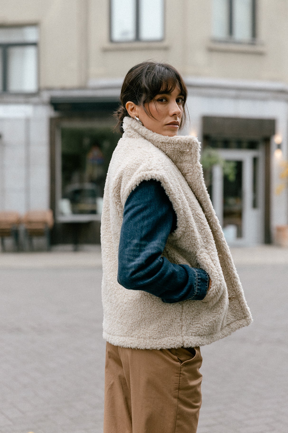Veste sherpa Femme Vatika Fur ecru | Freeman T. Porter