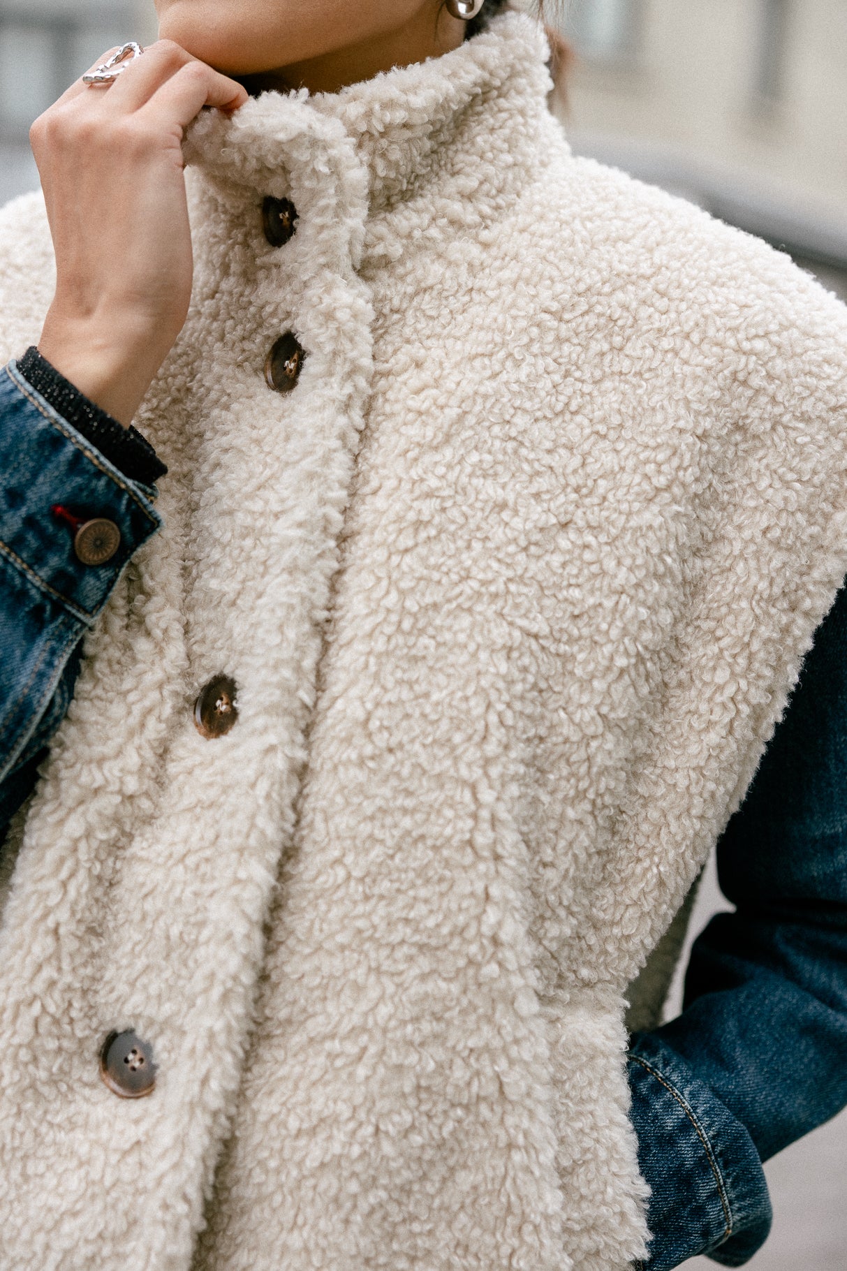 Veste sherpa Femme Vatika Fur ecru | Freeman T. Porter