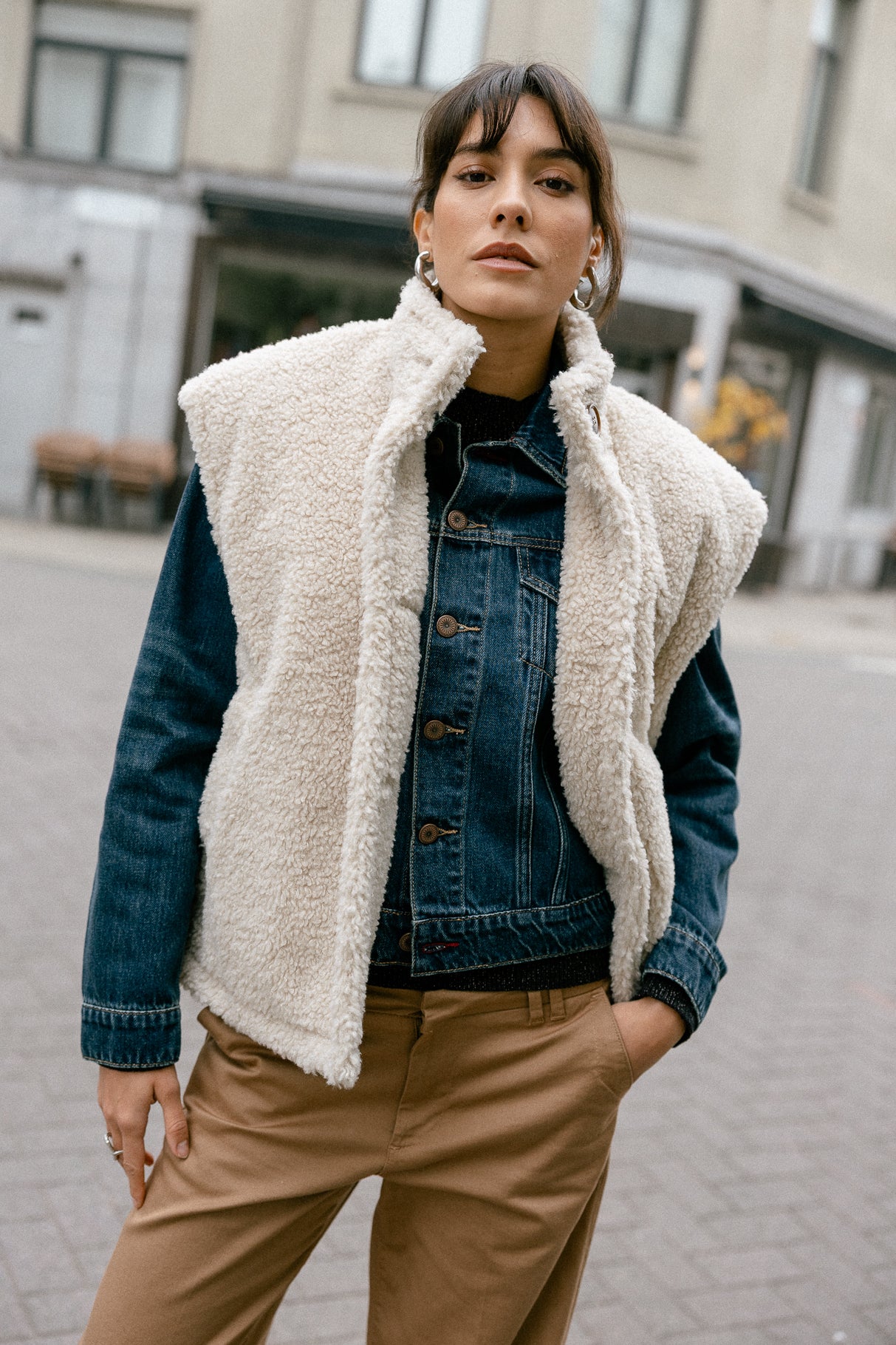 Veste sherpa Femme Vatika Fur ecru | Freeman T. Porter