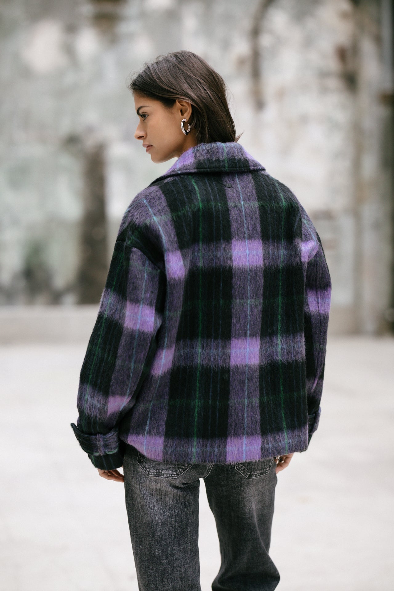 Short Jacket Femme Vicky Plaid royal purple | Freeman T. Porter