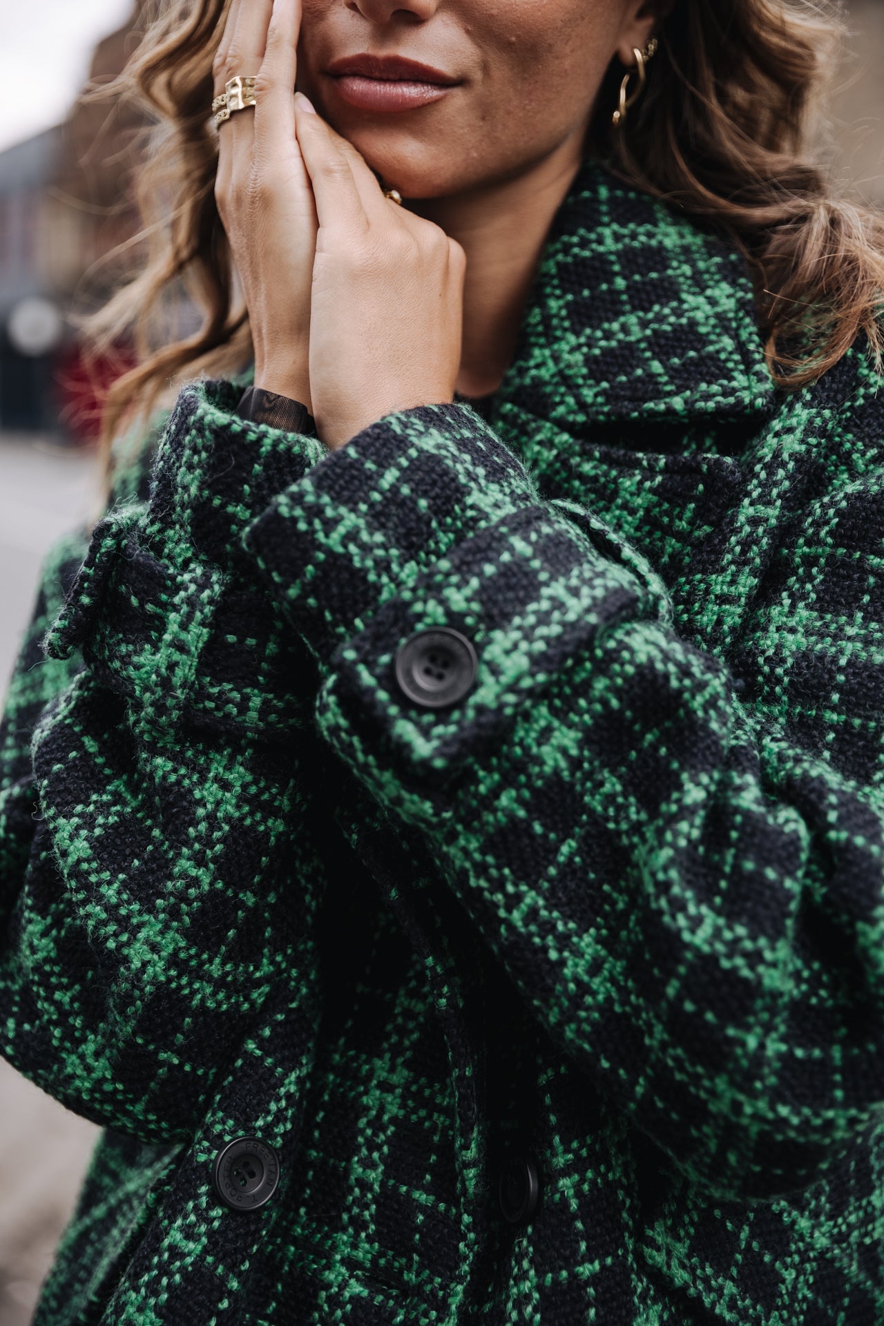 Short Jacket Femme Vicky Gingham fern green | Freeman T. Porter