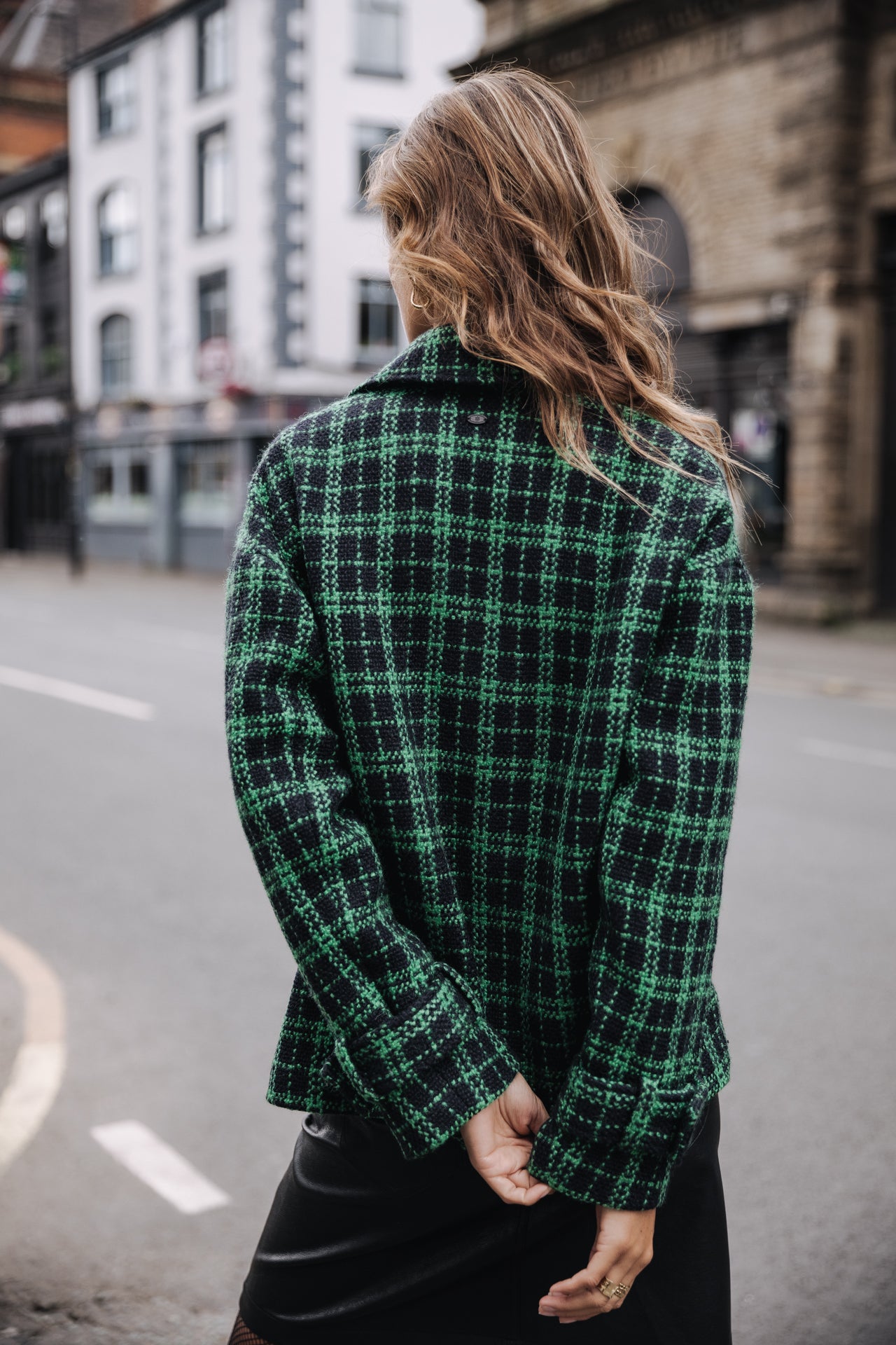 Short Jacket Femme Vicky Gingham fern green | Freeman T. Porter