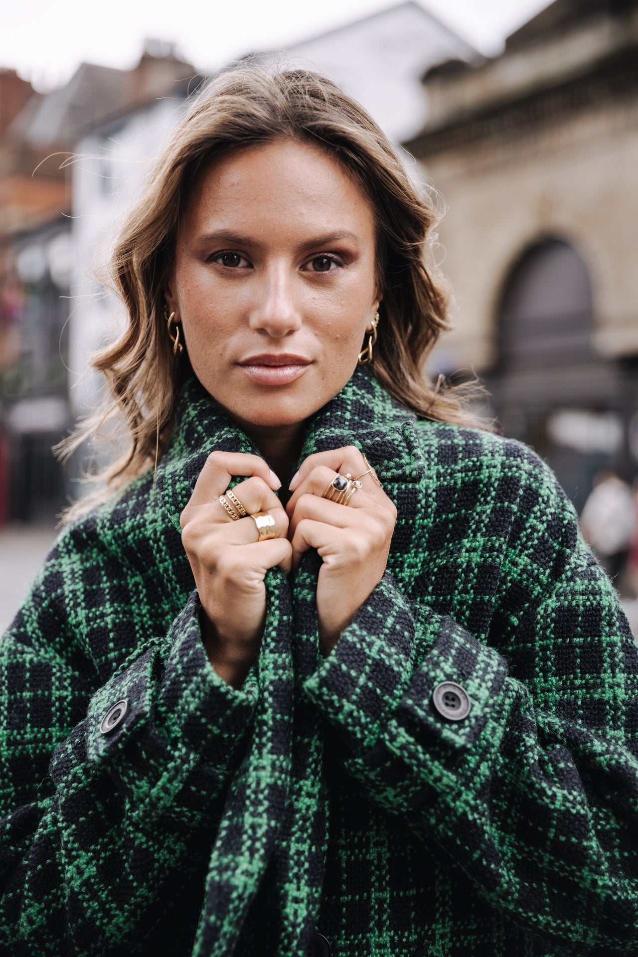 Short Jacket Femme Vicky Gingham fern green | Freeman T. Porter