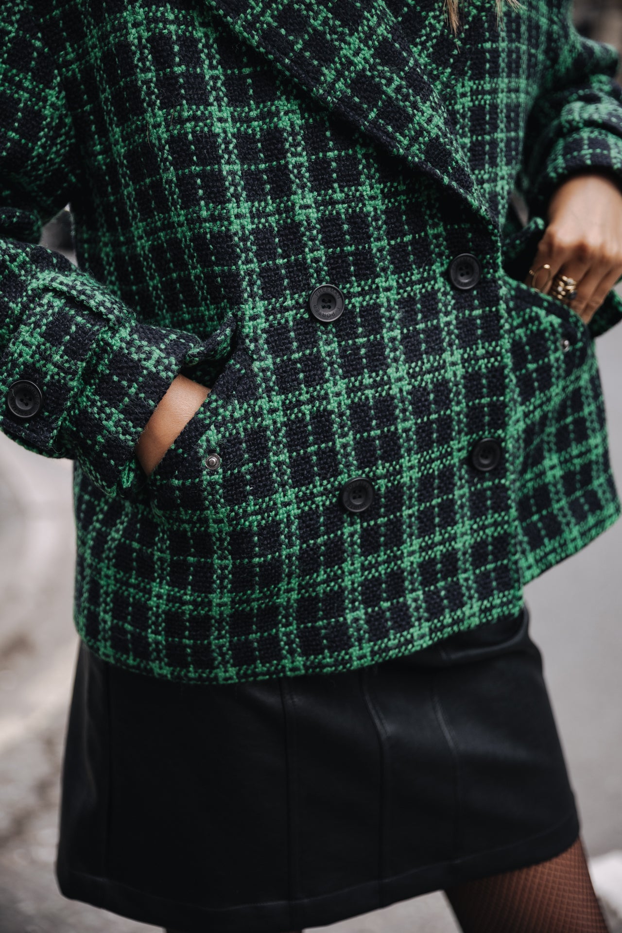 Short Jacket Femme Vicky Gingham fern green | Freeman T. Porter