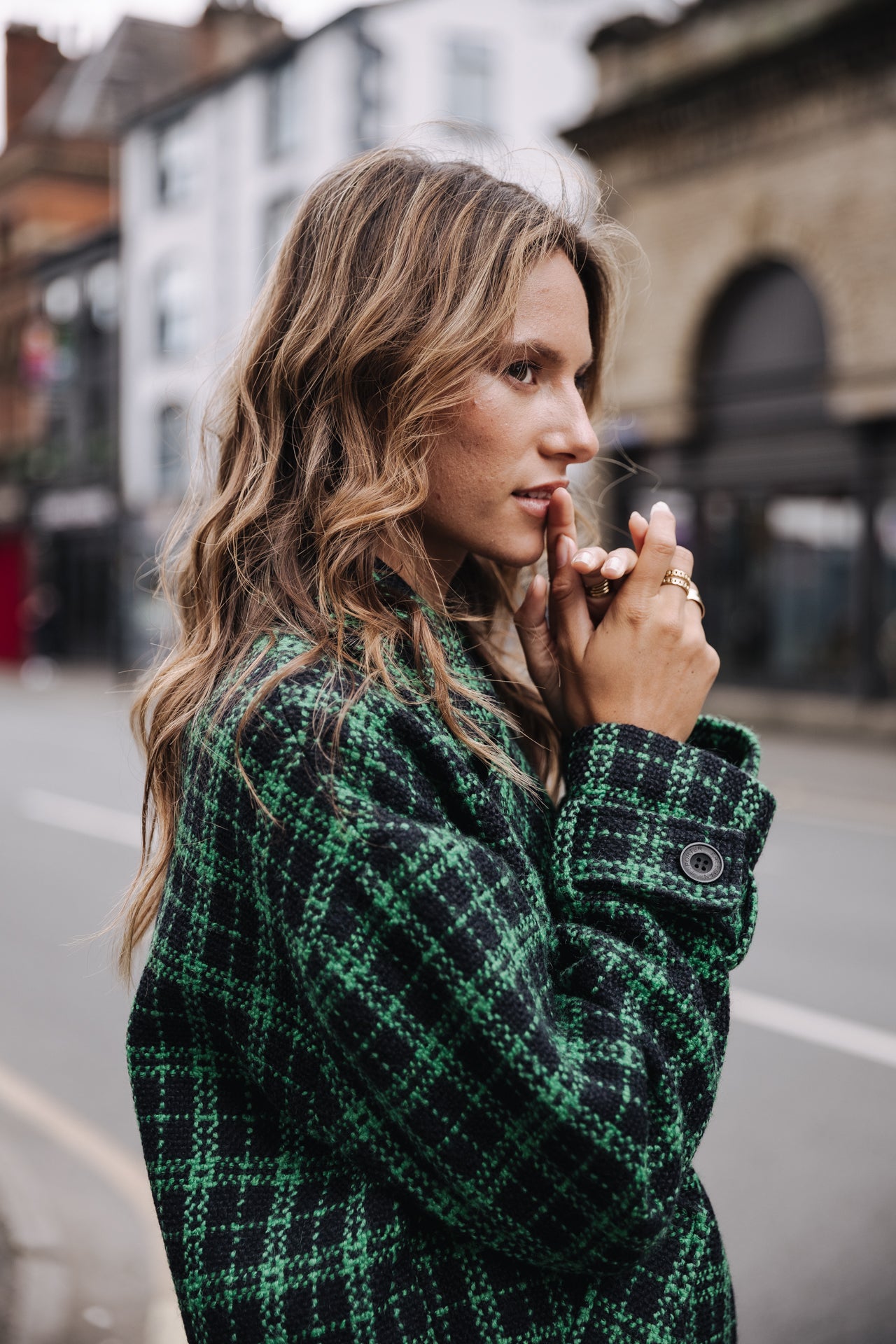 Short Jacket Femme Vicky Gingham fern green | Freeman T. Porter
