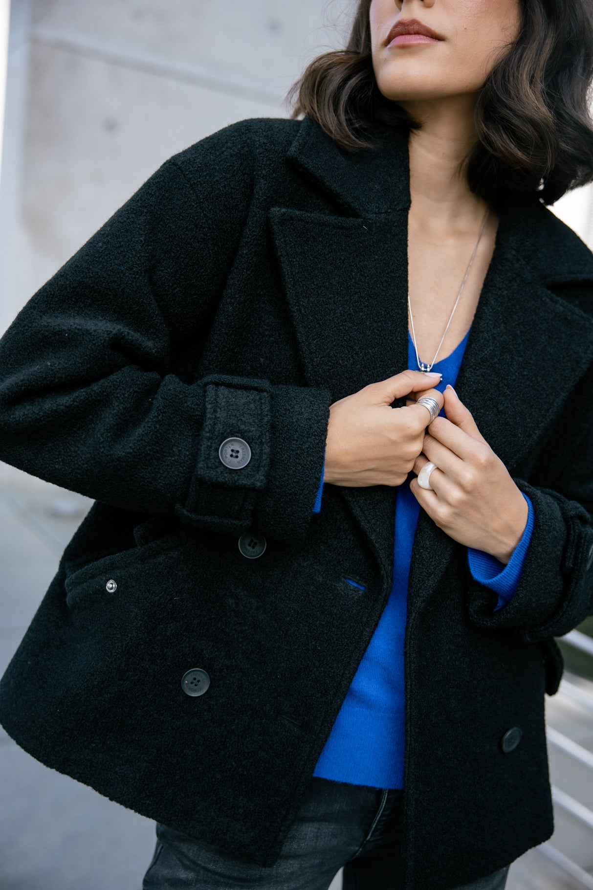 Caban en laine bouillie Femme Vicky Boiled black | Freeman T. Porter