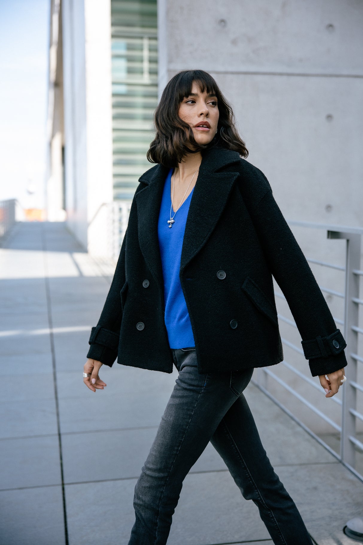 Caban en laine bouillie Femme Vicky Boiled black | Freeman T. Porter