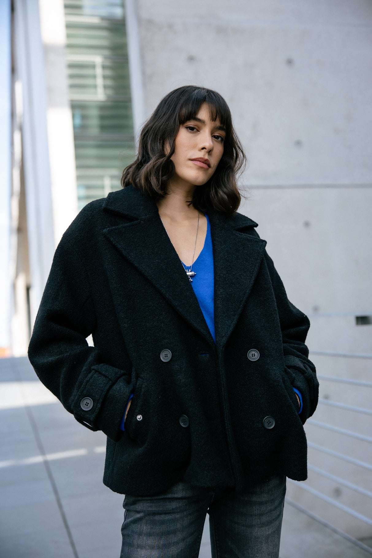 Caban en laine bouillie Femme Vicky Boiled black | Freeman T. Porter