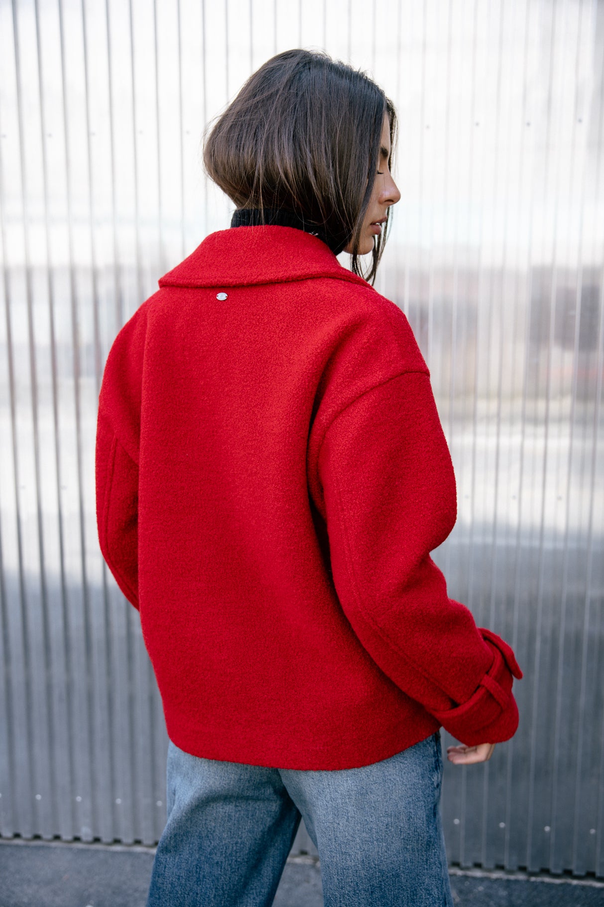 Caban en laine bouillie Femme Vicky Boiled tango red | Freeman T. Porter
