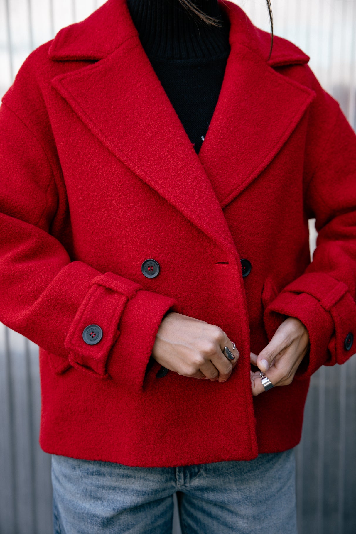 Caban en laine bouillie Femme Vicky Boiled tango red | Freeman T. Porter