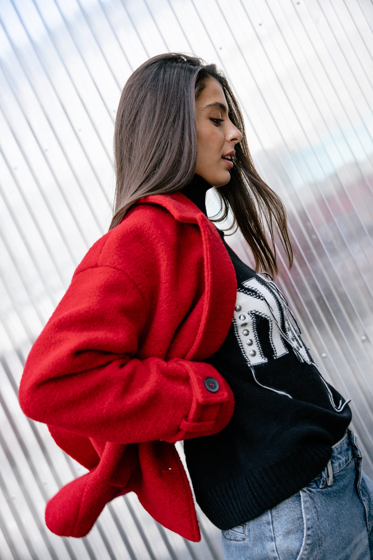 Caban en laine bouillie Femme Vicky Boiled tango red | Freeman T. Porter