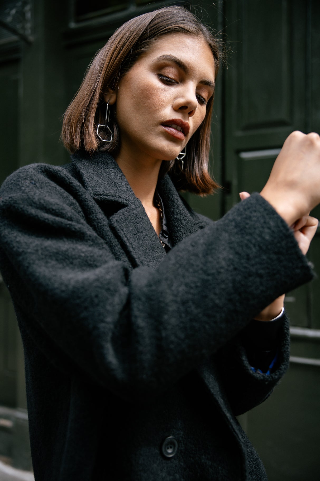 Manteau long en laine bouillie Femme Millie Boiled black | Freeman T. Porter