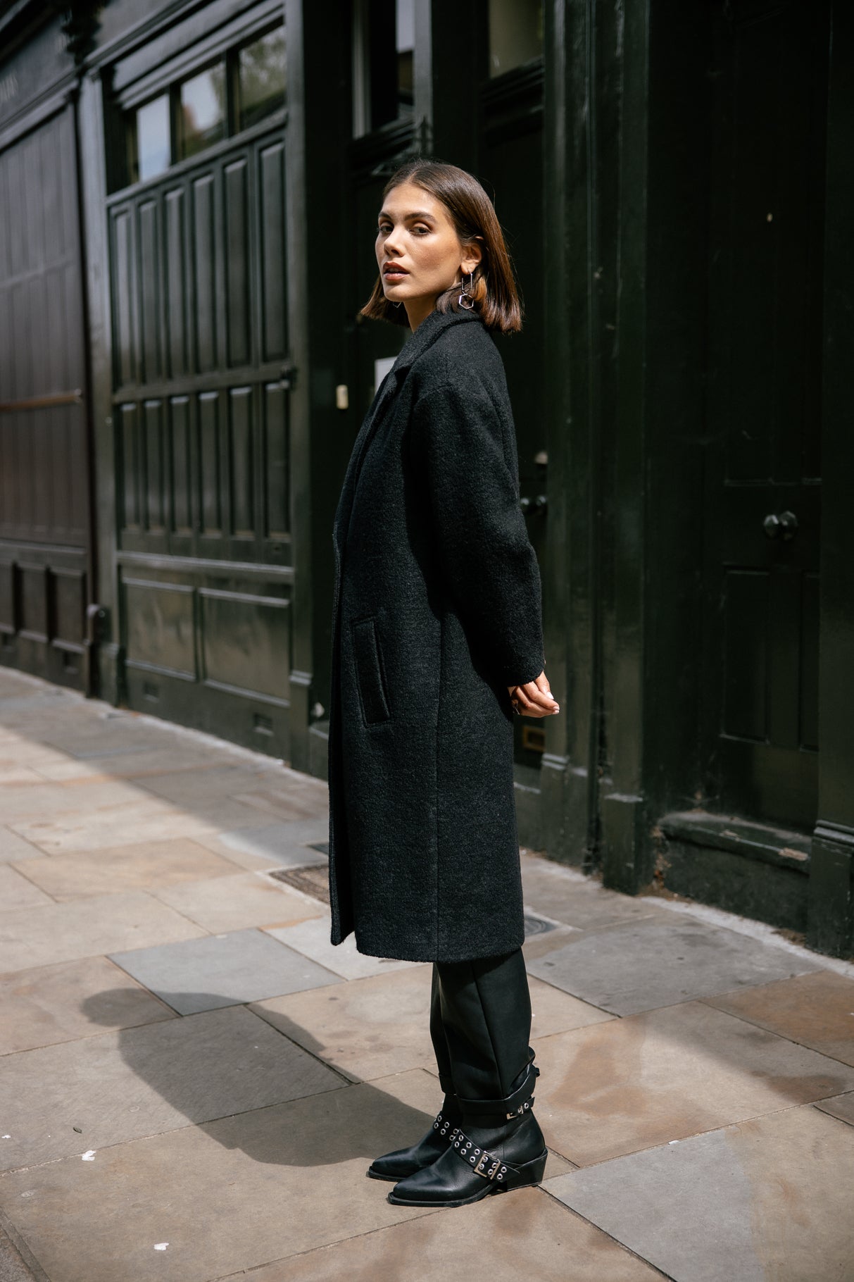 Manteau long en laine bouillie Femme Millie Boiled black | Freeman T. Porter