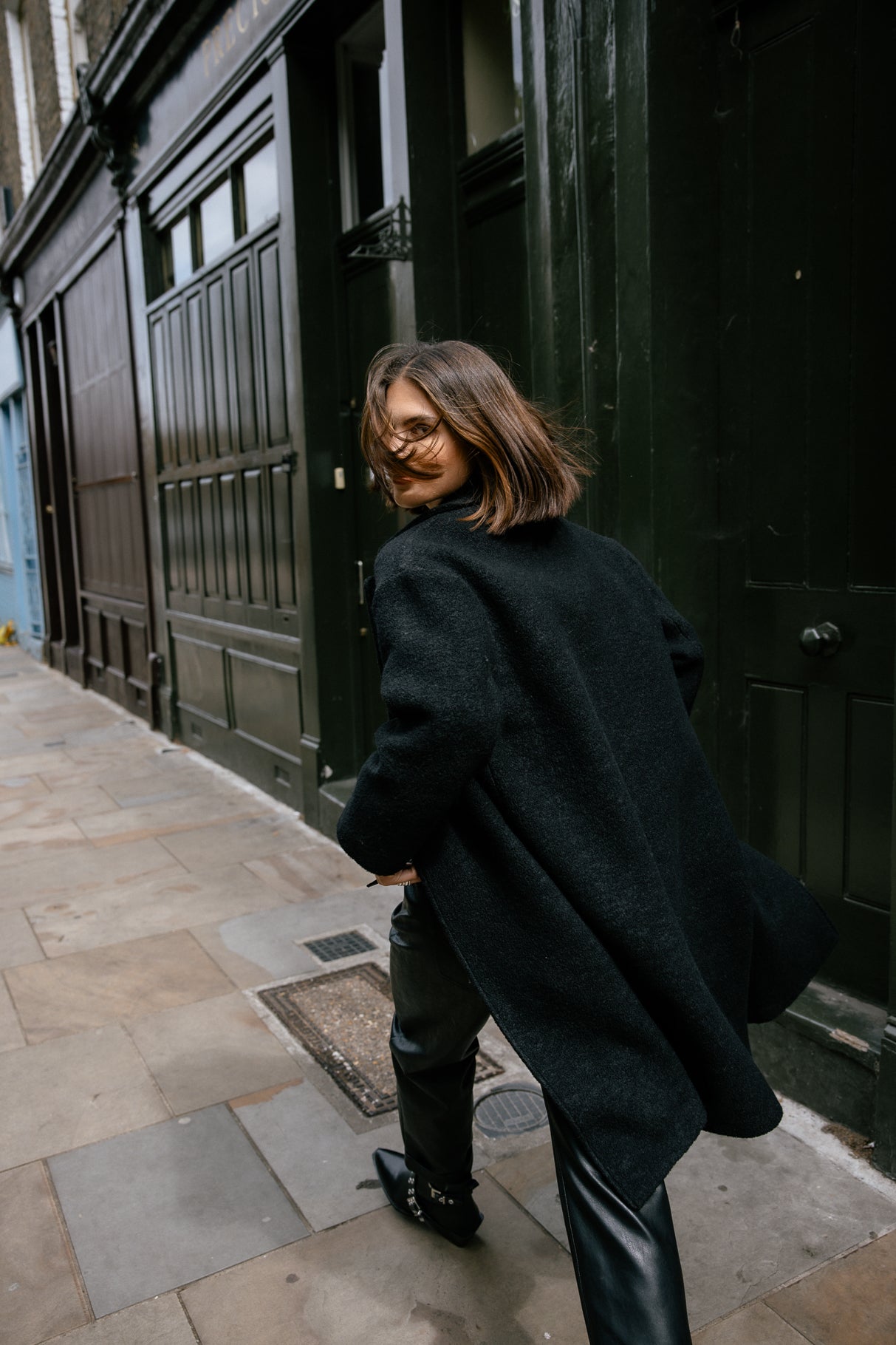 Manteau long en laine bouillie Femme Millie Boiled black | Freeman T. Porter
