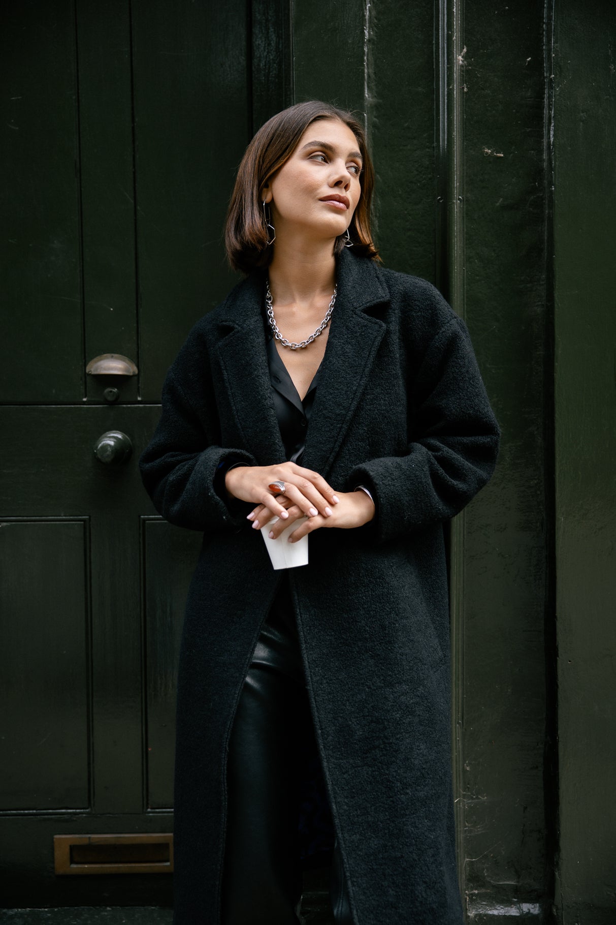 Manteau long en laine bouillie Femme Millie Boiled black | Freeman T. Porter