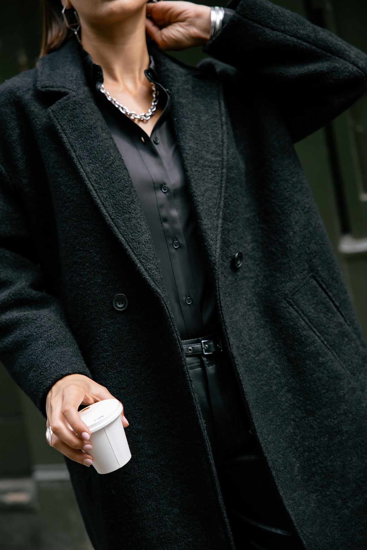 Manteau long en laine bouillie Femme Millie Boiled black | Freeman T. Porter