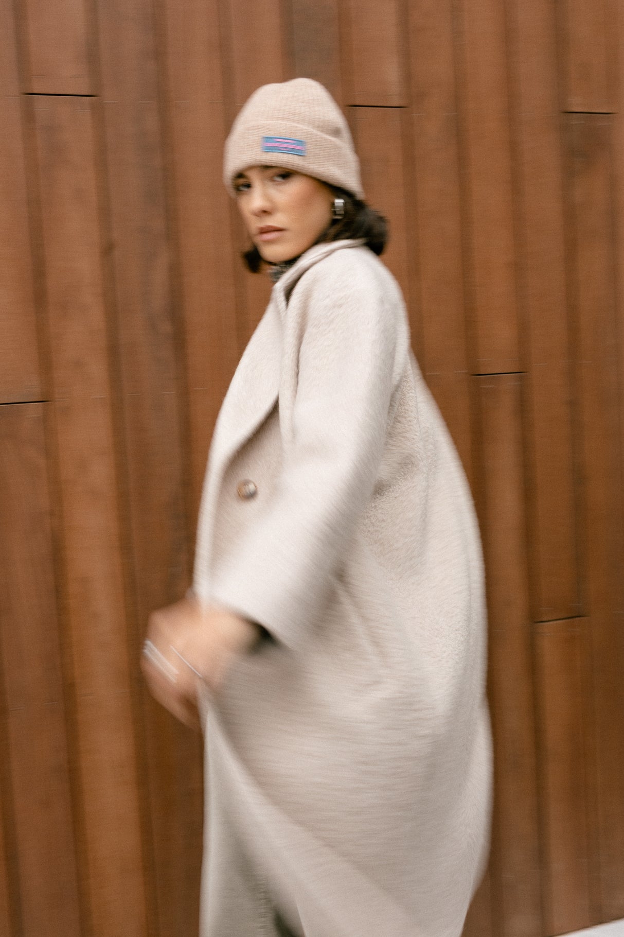 Manteau long en laine bouillie Femme Millie Boiled beige | Freeman T. Porter