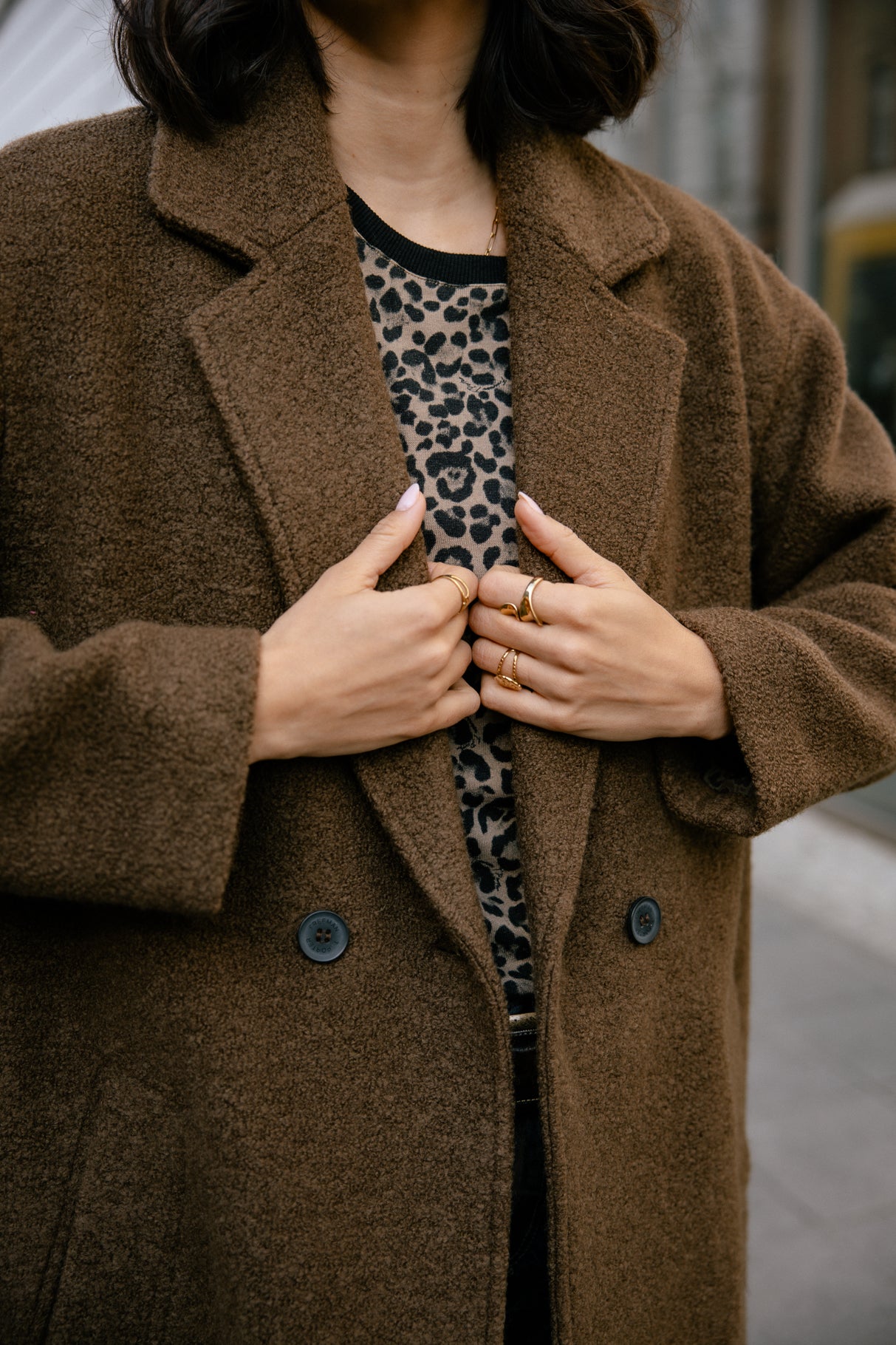 Manteau long en laine bouillie Femme Millie Boiled cocoa | Freeman T. Porter