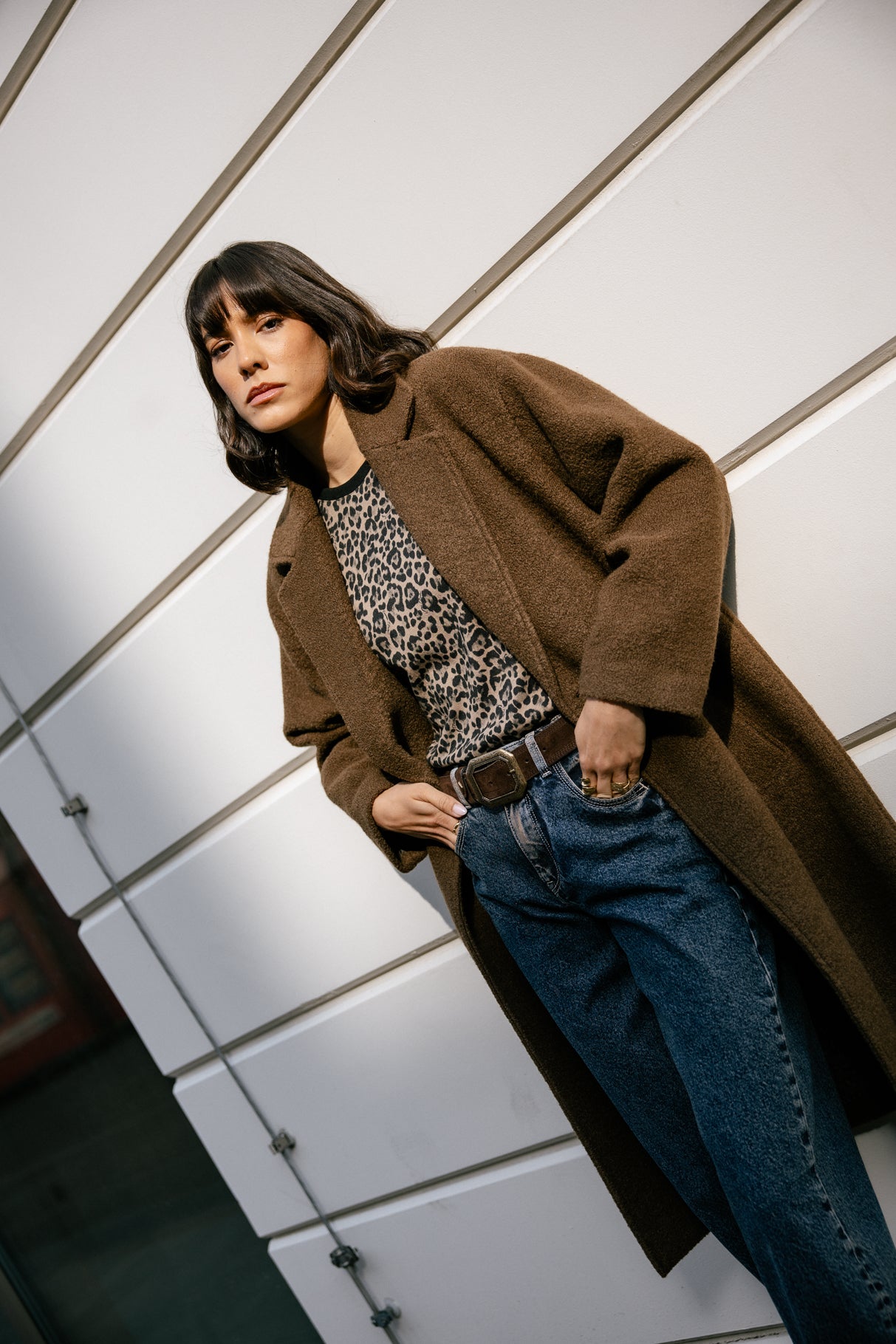Manteau long en laine bouillie Femme Millie Boiled cocoa | Freeman T. Porter