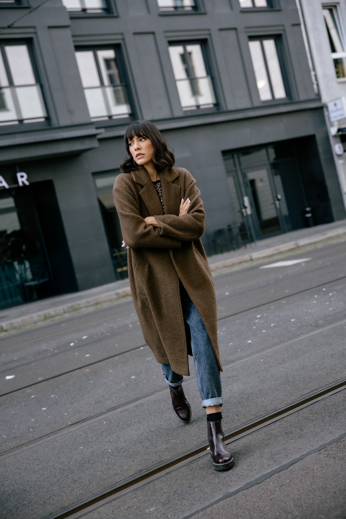 Manteau long en laine bouillie Femme Millie Boiled cocoa | Freeman T. Porter