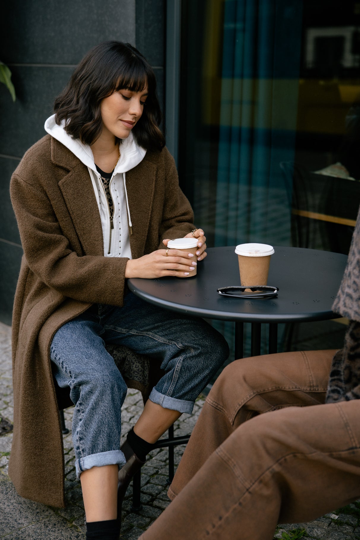Manteau long en laine bouillie Femme Millie Boiled cocoa | Freeman T. Porter