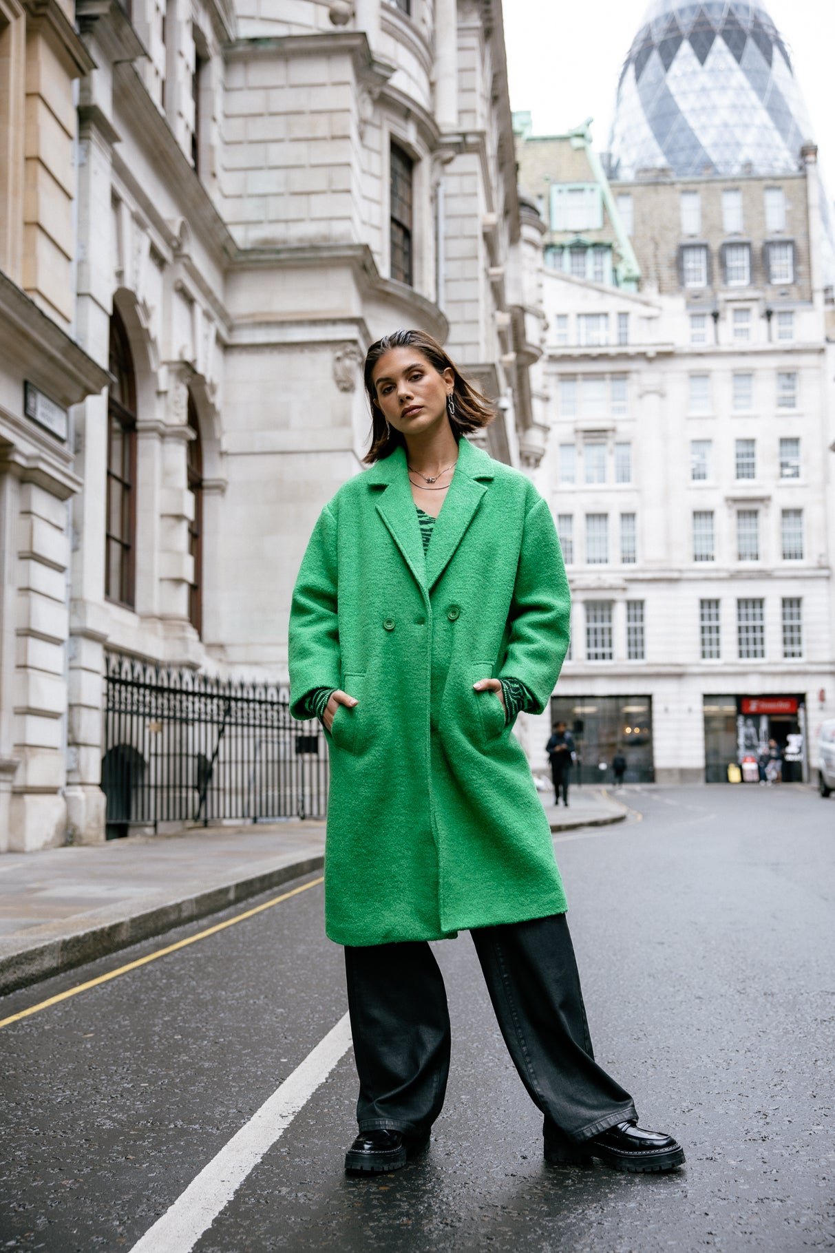 Manteau long en laine bouillie Femme Millie Boiled jolly green | Freeman T. Porter