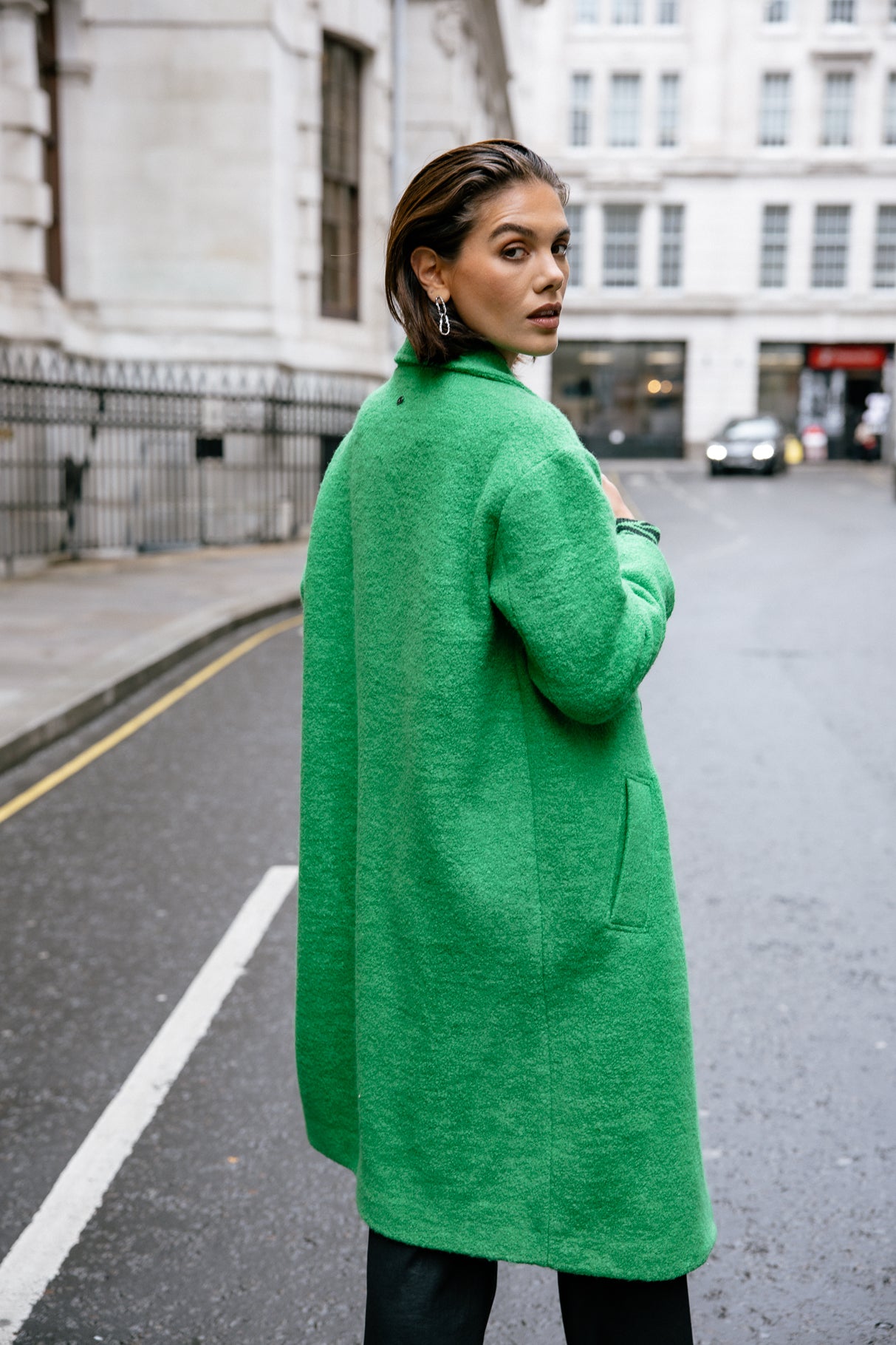 Manteau long en laine bouillie Femme Millie Boiled jolly green | Freeman T. Porter
