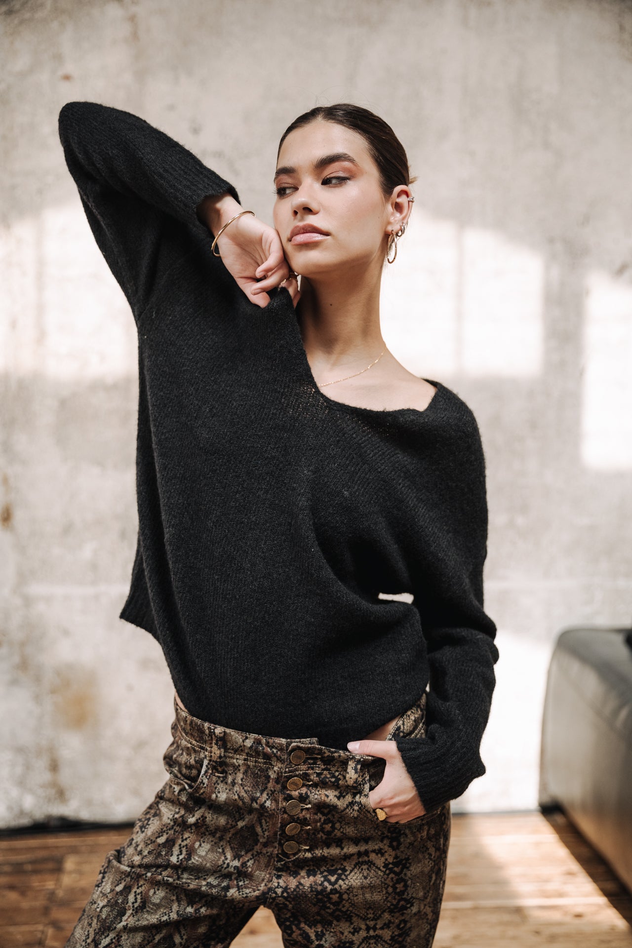Pull col V Femme Isabel black | Freeman T. Porter