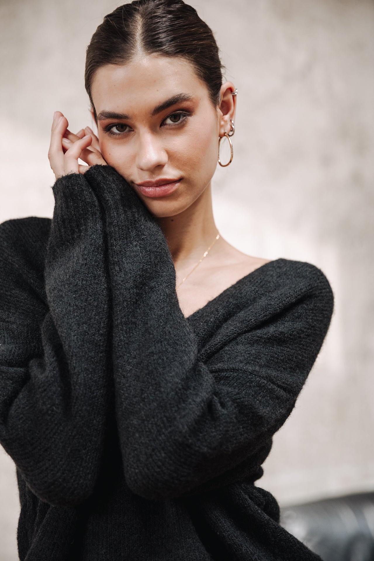 Pull col V Femme Isabel black | Freeman T. Porter