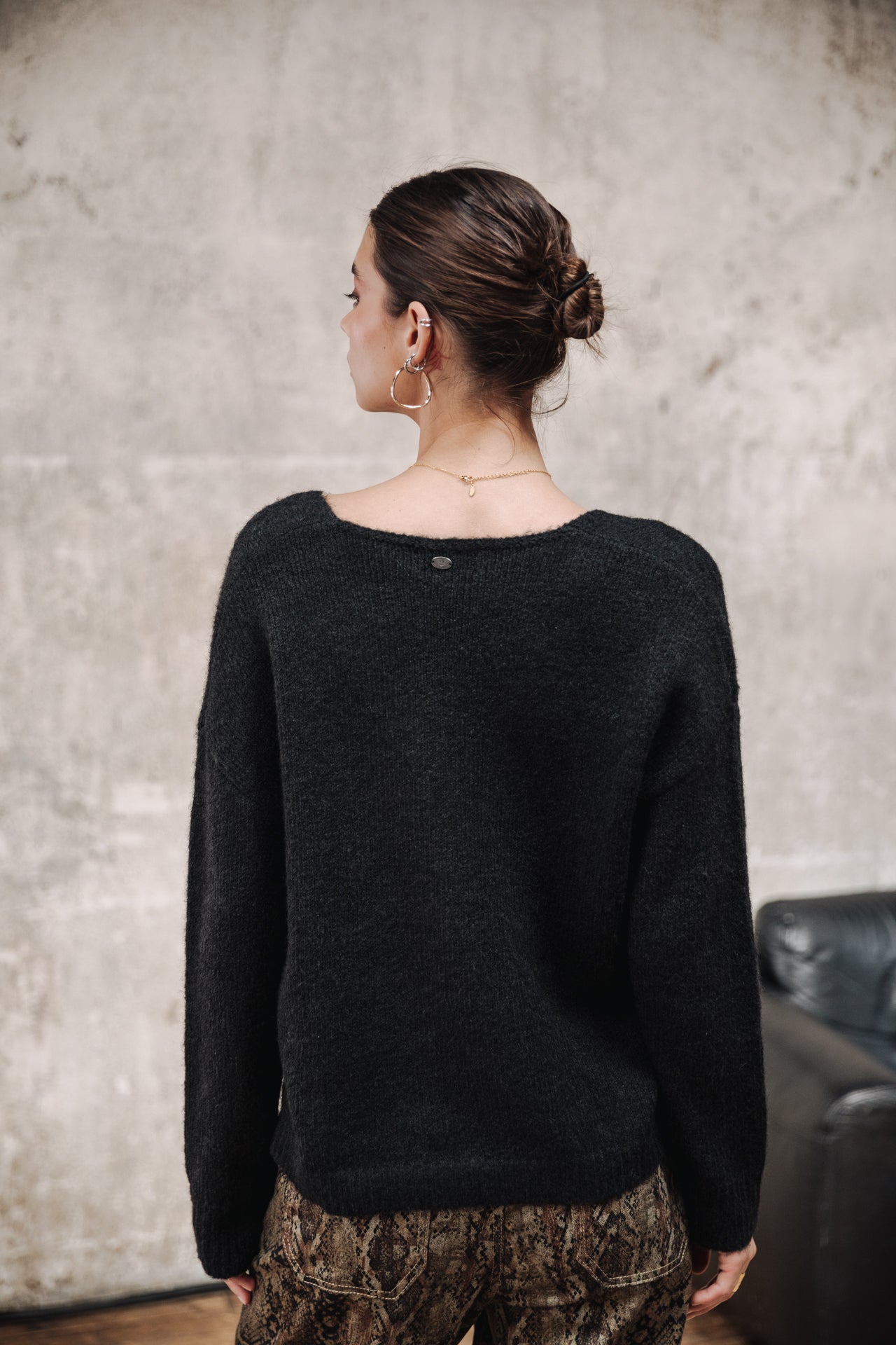 Pull col V Femme Isabel black | Freeman T. Porter