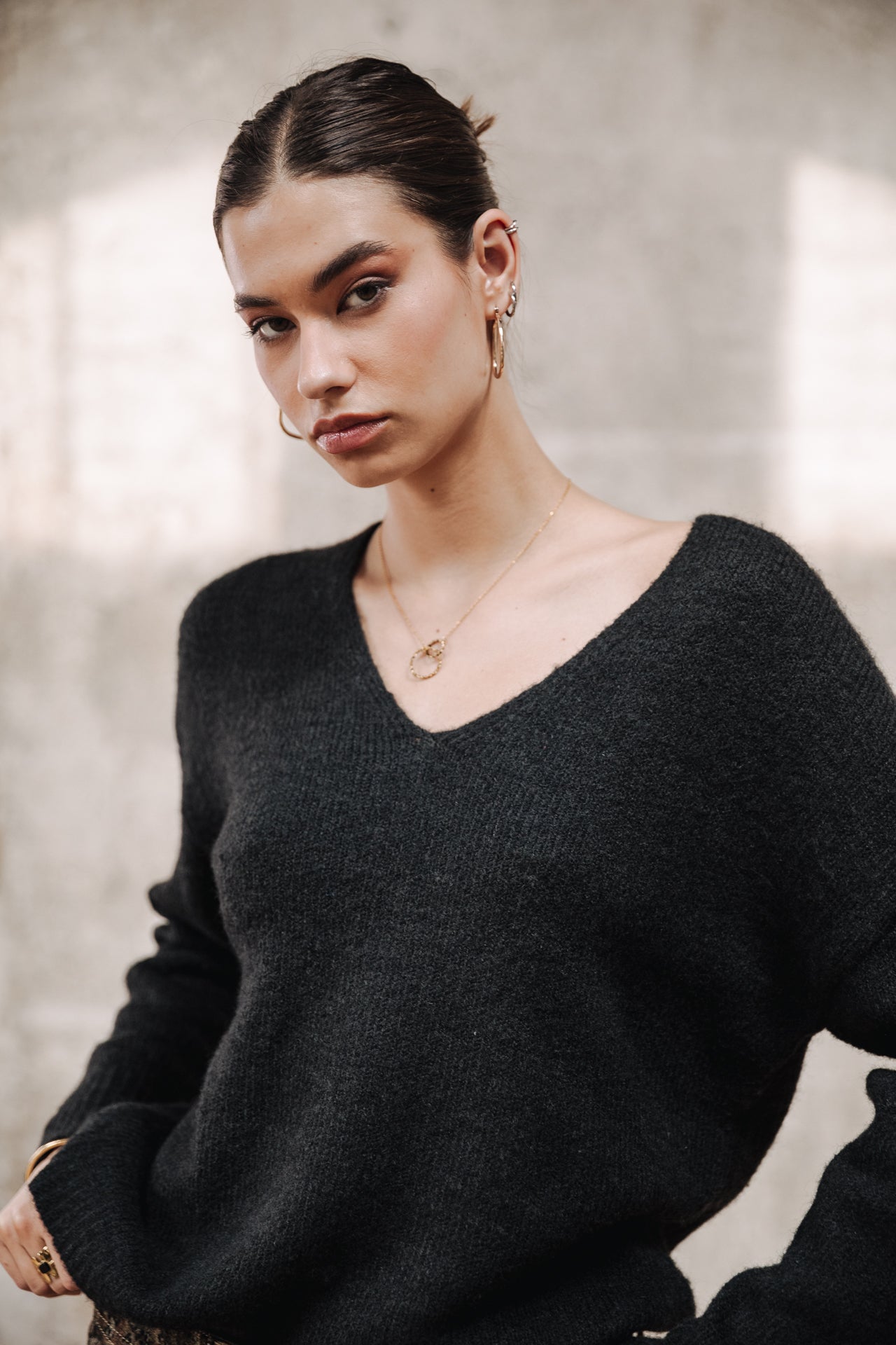 Pull col V Femme Isabel black | Freeman T. Porter