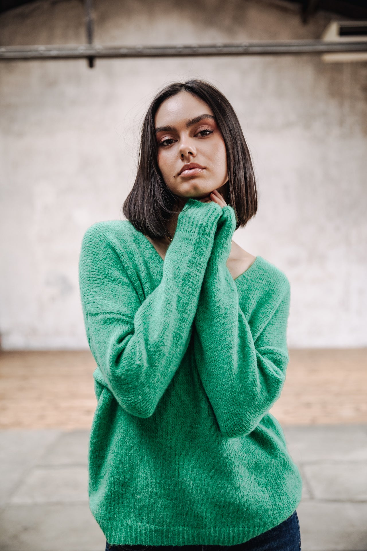 Pull col V Femme Isabel fern green | Freeman T. Porter