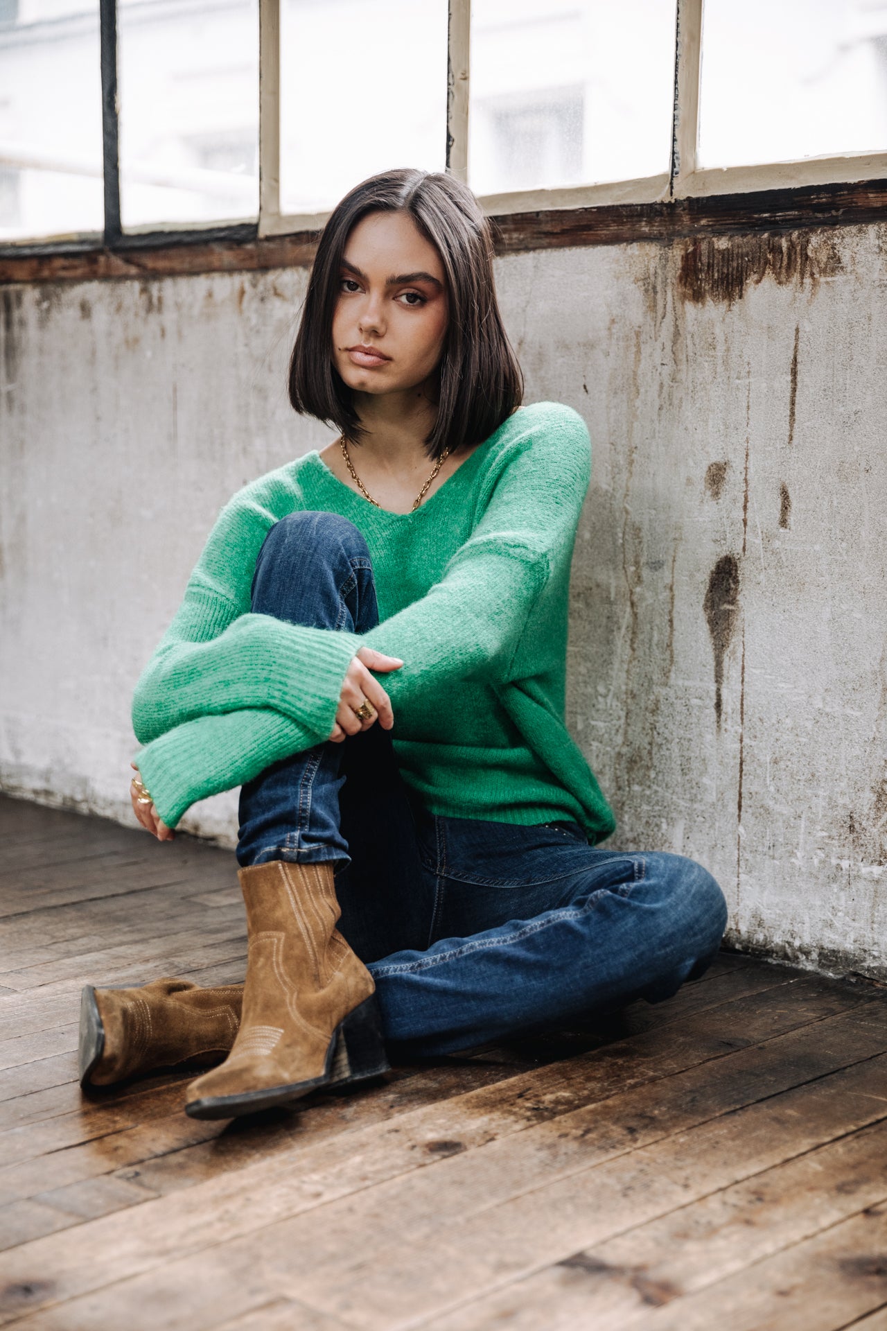Pull col V Femme Isabel fern green | Freeman T. Porter