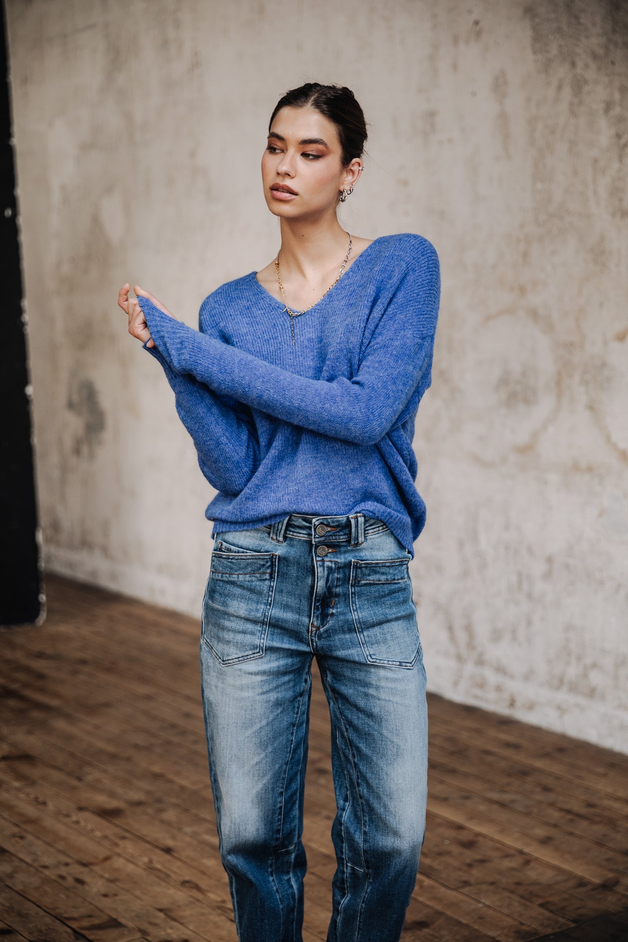 Pull col V Femme Isabel strong blue | Freeman T. Porter