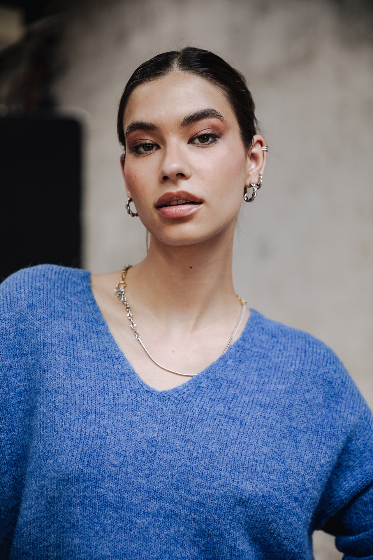 Pull col V Femme Isabel strong blue | Freeman T. Porter