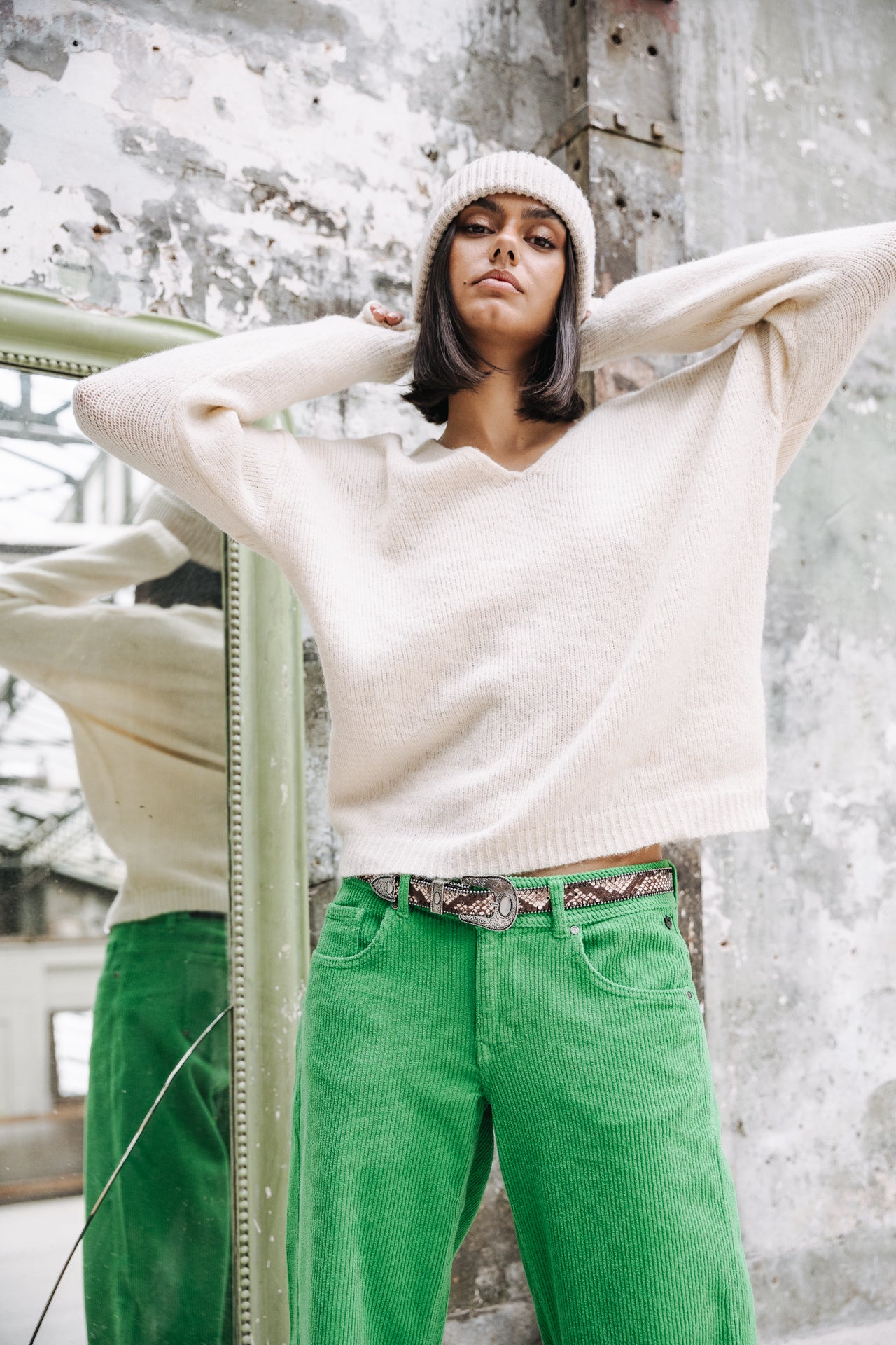 Pull col V Frau Isabel off white | Freeman T. Porter