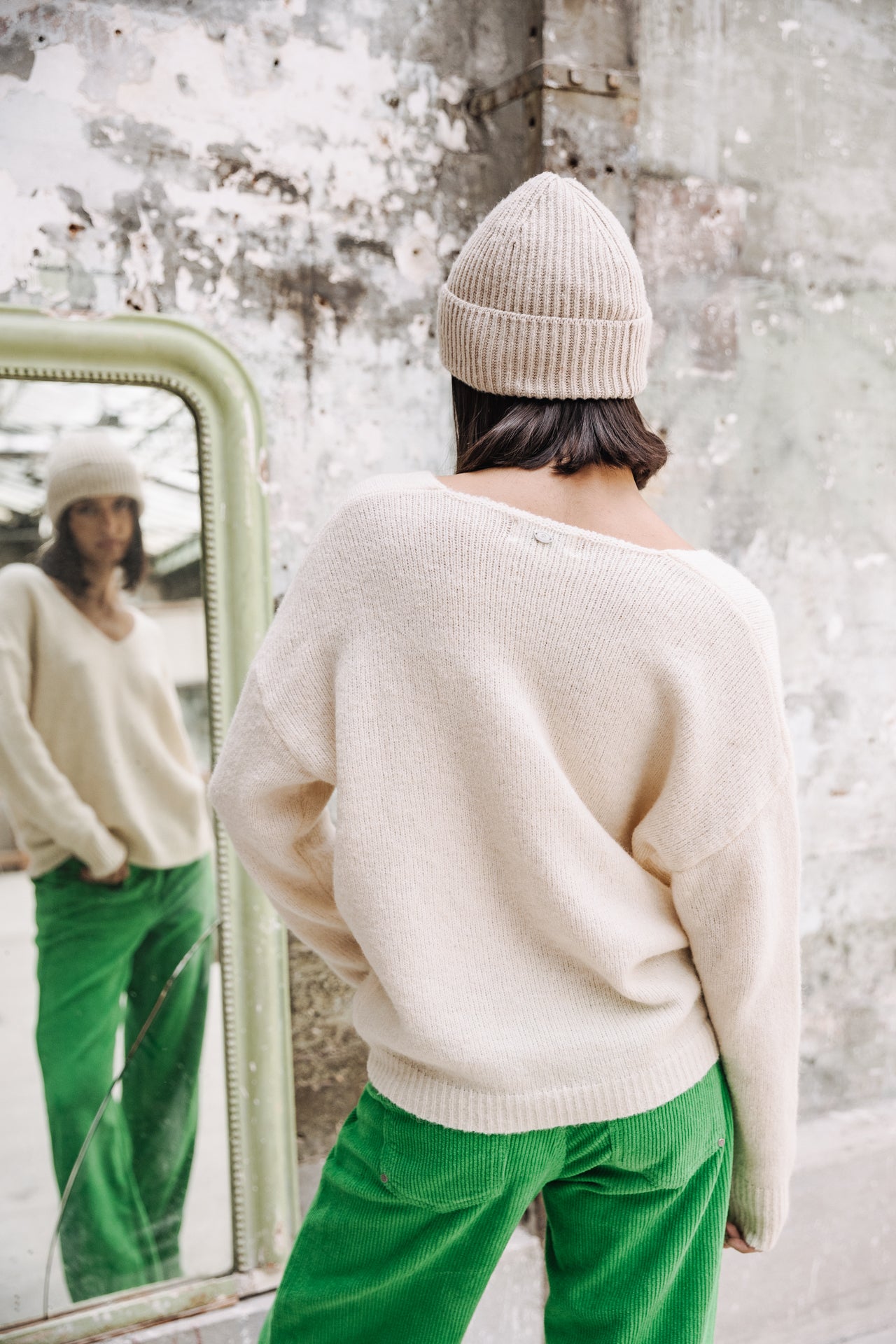 Pull col V Frau Isabel off white | Freeman T. Porter