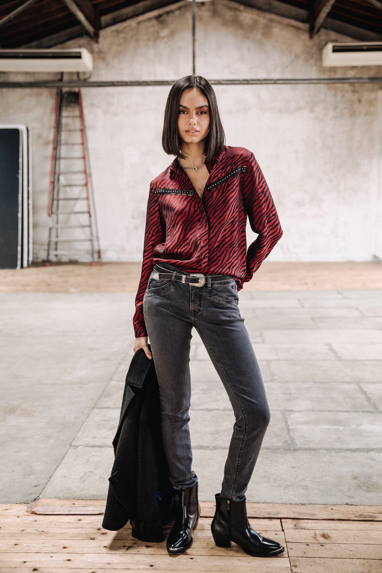 Chemise manches longues Mujer Crizia Red Zebra salsa | Freeman T. Porter