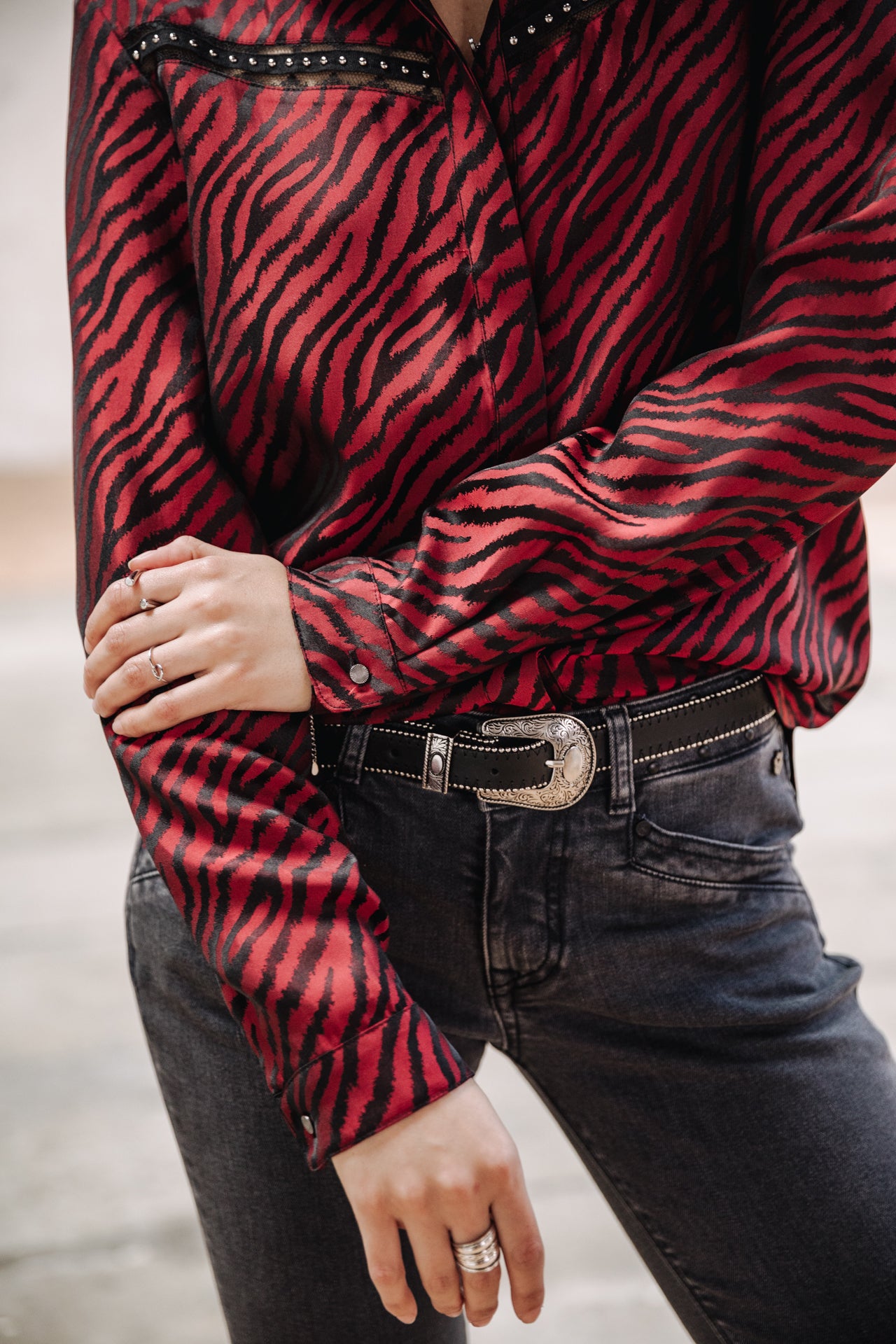 Chemise manches longues Mujer Crizia Red Zebra salsa | Freeman T. Porter