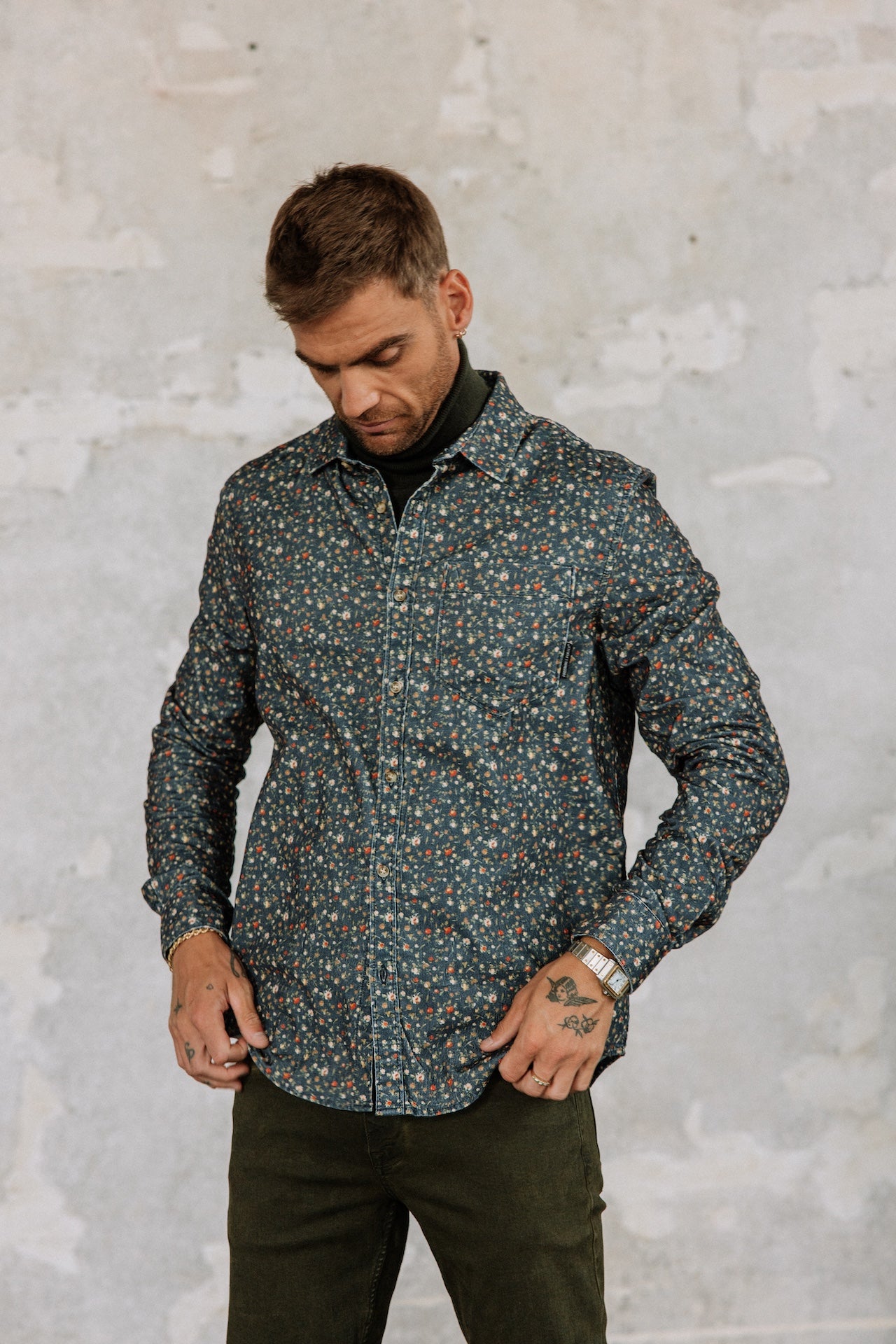 Chemise manches longues Hombres Jeremiah Cord Flower original | Freeman T. Porter