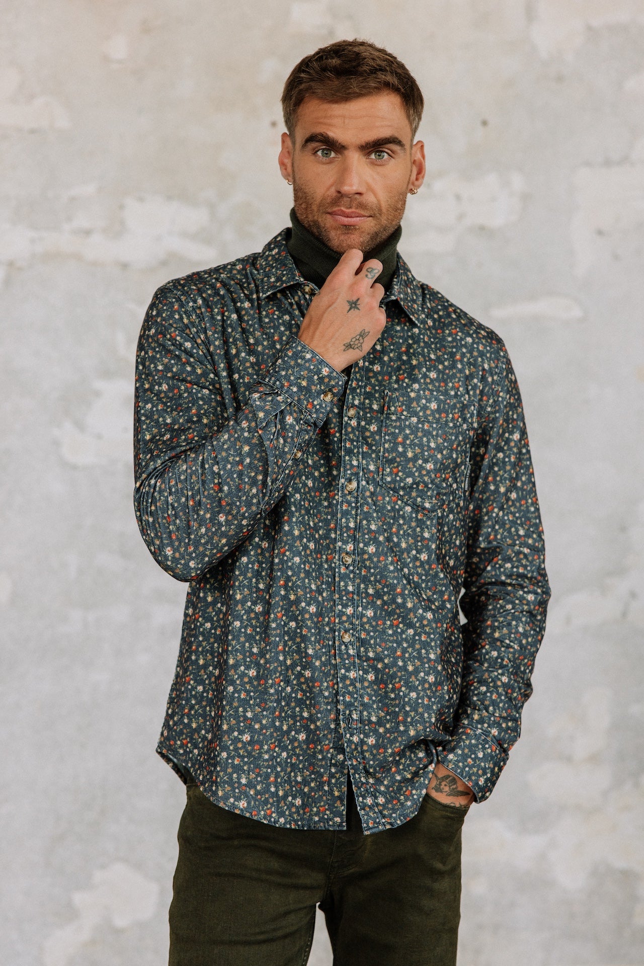 Chemise manches longues Hombres Jeremiah Cord Flower original | Freeman T. Porter
