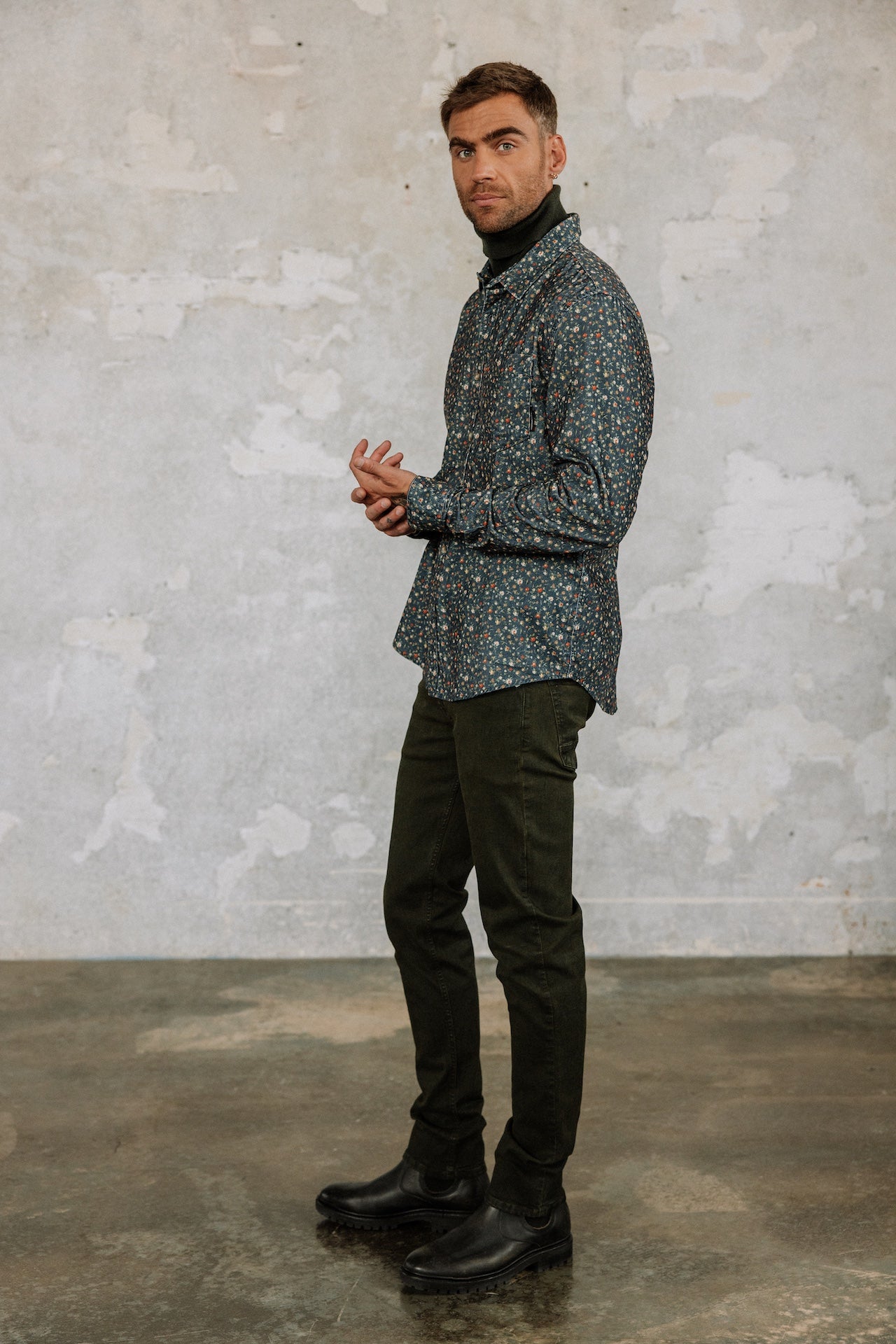 Chemise manches longues Hombres Jeremiah Cord Flower original | Freeman T. Porter