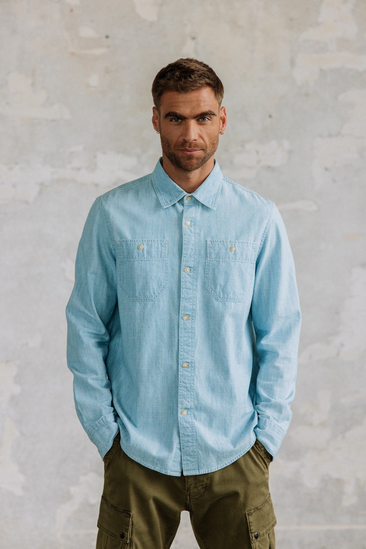 Chemise straight Homme Bolton chambray blue | Freeman T. Porter