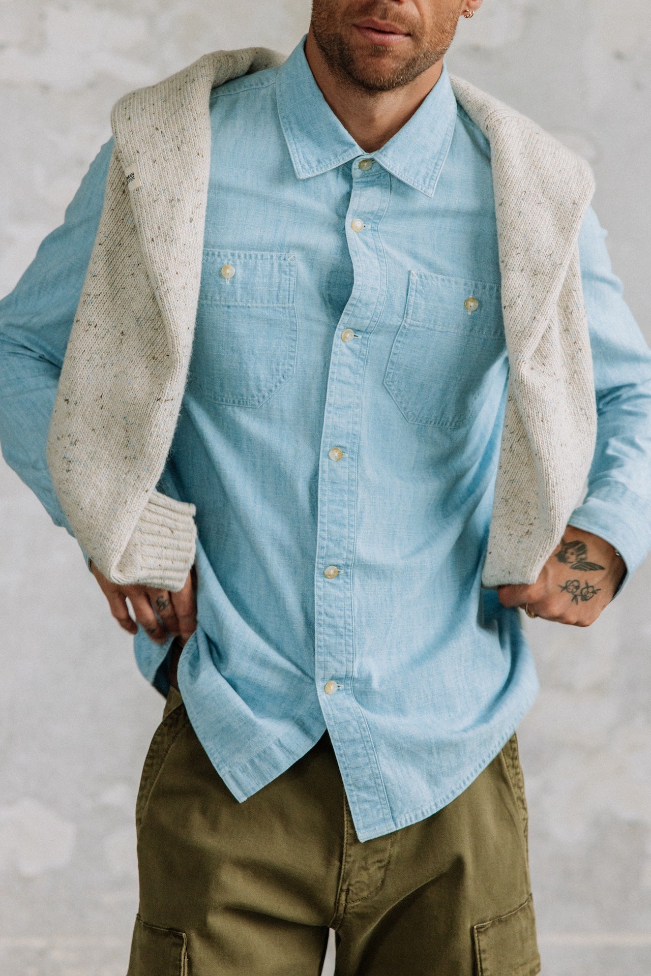 Chemise straight Homme Bolton chambray blue | Freeman T. Porter