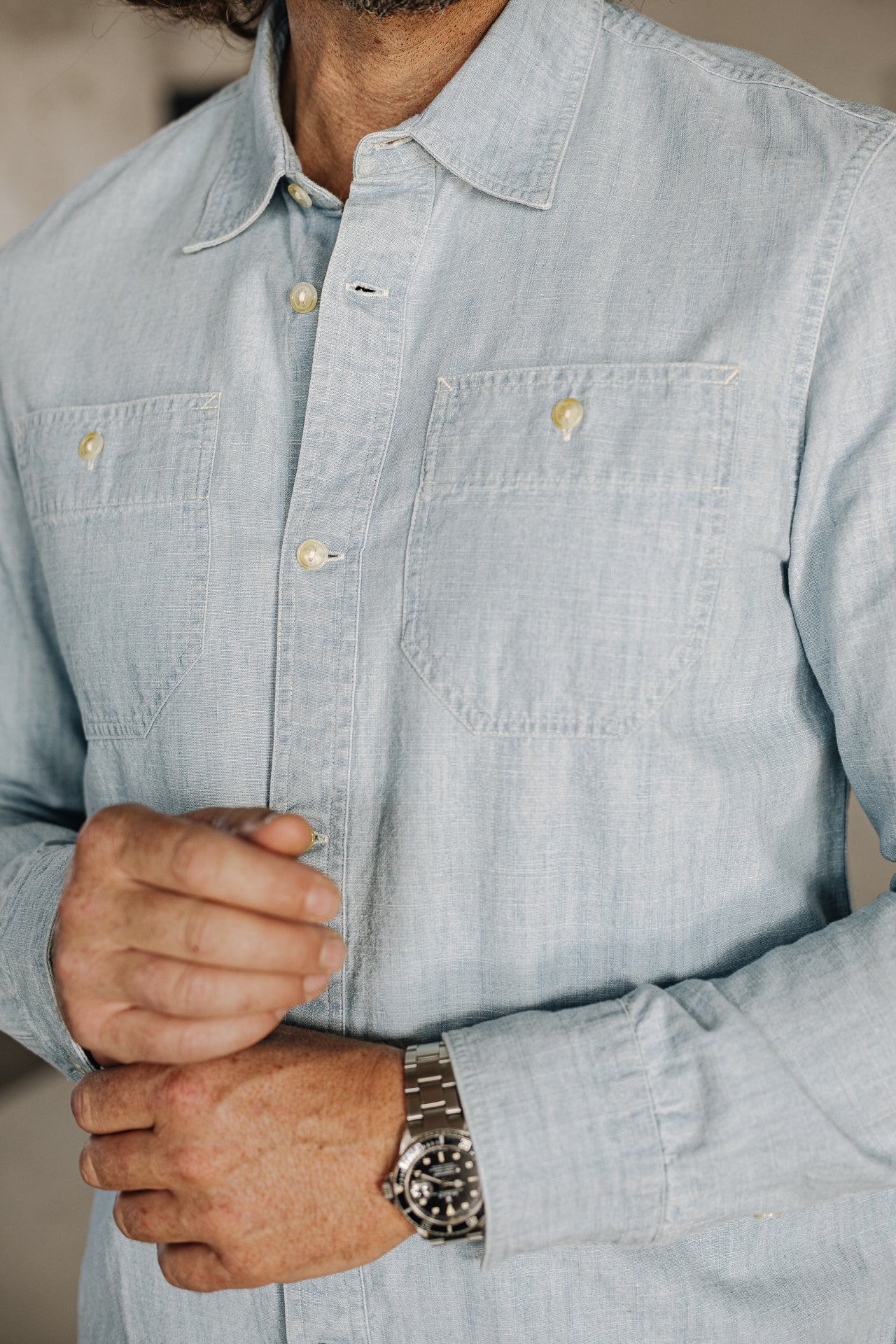 Chemise straight Homme Bolton chambray blue | Freeman T. Porter