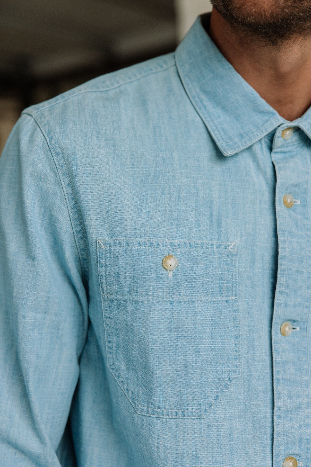 Straight shirt Men Bolton chambray blue | Freeman T. Porter