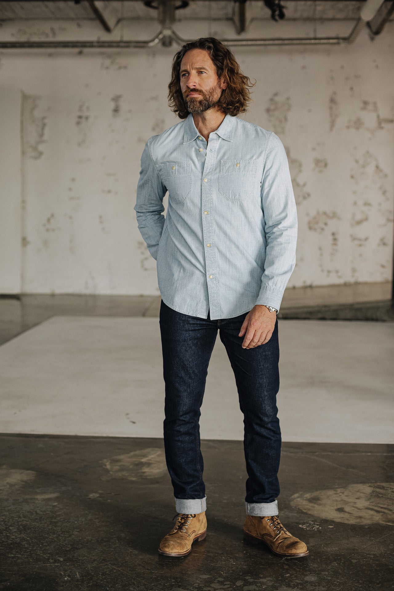 Chemise straight Homme Bolton chambray blue | Freeman T. Porter