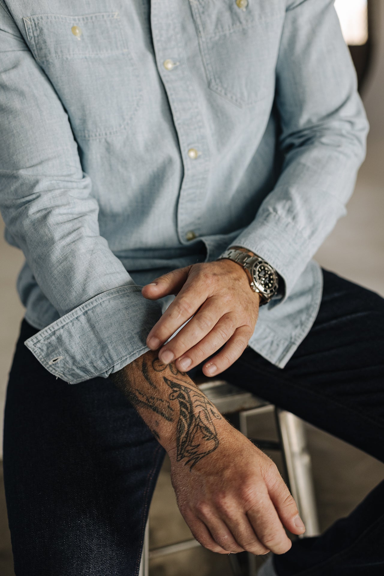 Chemise straight Homme Bolton chambray blue | Freeman T. Porter