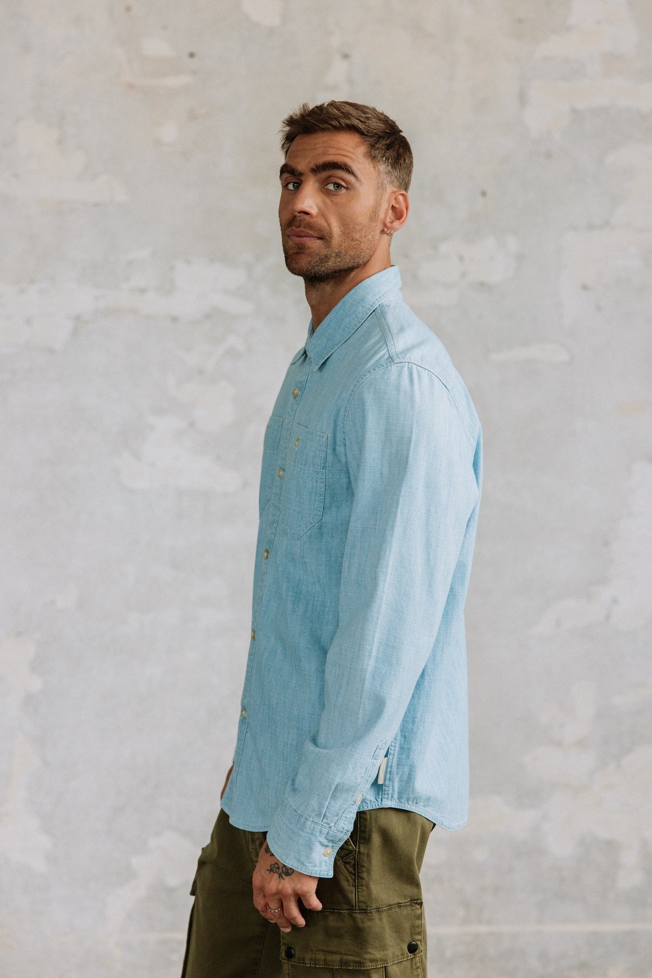 Straight shirt Men Bolton chambray blue | Freeman T. Porter